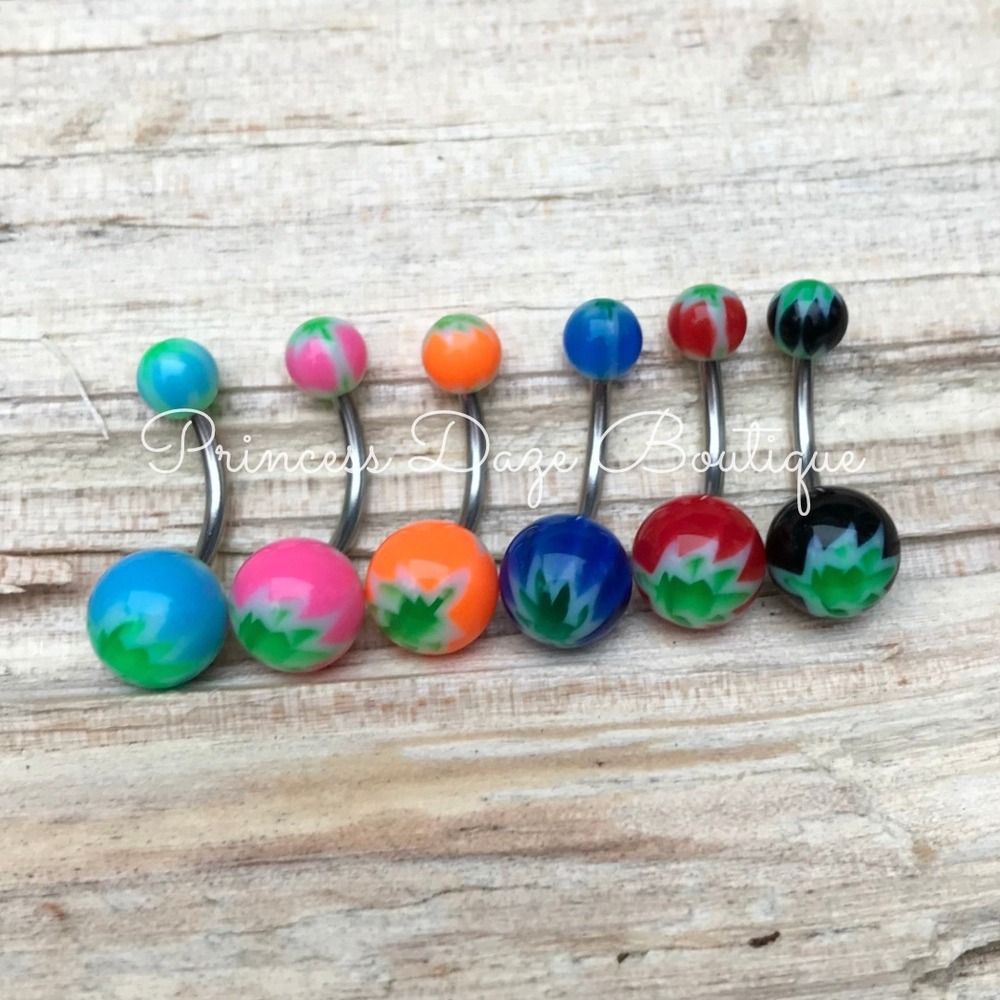 6 Multi-Color Belly Button Ring